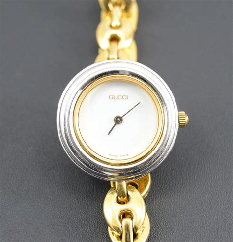 gucci womens watch round vintage link|pre owned Gucci watches.